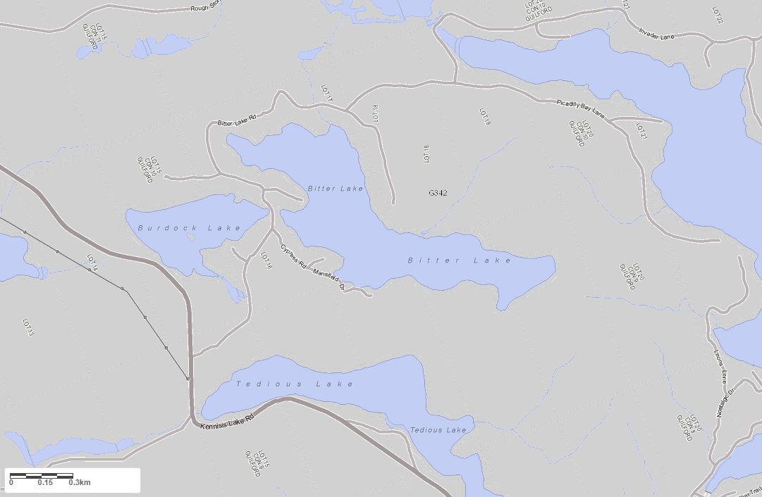 Crown Land Map of Bitter Lake in Municipality of Dysart et al and the District of Haliburton